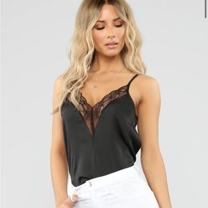 Fashion Nova Delicate Touch Lace Cami in Black